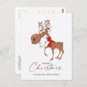 Funny Reindeer Frohe Weihnachten Firmengrüße Postkarte (Vorne/Hinten)