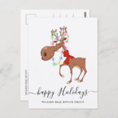 Funny Reindeer Frohe Weihnachten Firmengrüße Postkarte (Vorne/Hinten)