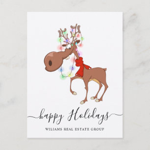 Funny Reindeer Frohe Weihnachten Firmengrüße Postkarte