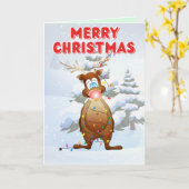 Funny Reindeer Frohe Weihnachten Karte (Gelbe Blume)