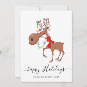 Funny Reindeer Frohe Weihnachtsgrüße Feiertagskarte (Vorderseite)