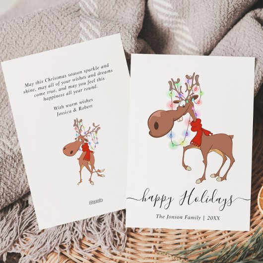 Funny Reindeer Frohe Weihnachtsgrüße Feiertagskarte
