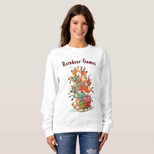 Funny Reindeer Games Christmas Hoodie (Vorne ganz)