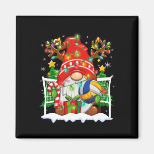 Funny Reindeer Gnome &amp; Volleyball Ball Christm Magnet