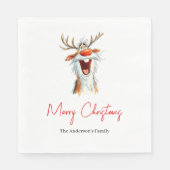 Funny Reindeer Holiday Festive Cocktail Napkins Serviette (Vorderseite)