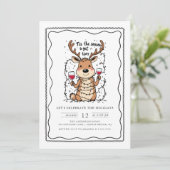 Funny Reindeer Holiday Party Einladung (Stehend Vorderseite)