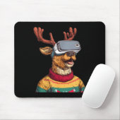 Funny Reindeer In Christmas Sweater And Vr Headset Mousepad (Mit Mouse)