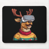 Funny Reindeer In Christmas Sweater And Vr Headset Mousepad (Vorne)