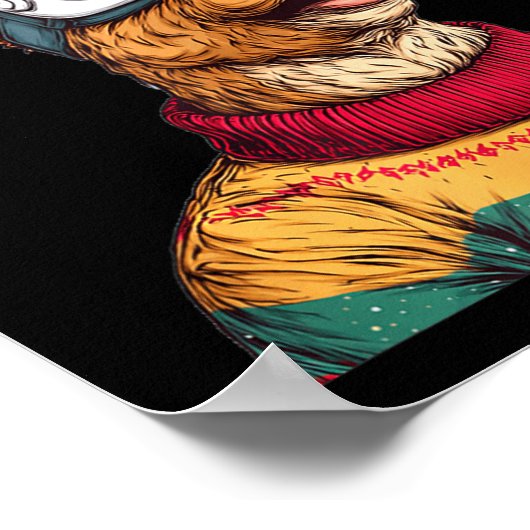 Funny Reindeer In Christmas Sweater And Vr Headset Poster (Ecke)