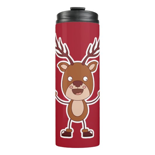 Funny Reindeer individuelle Name & color tumbler Thermosbecher (Vorderseite)