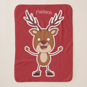 Funny Reindeer individuelle Name Decke Sherpadecke