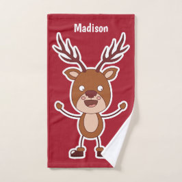 Funny Reindeer individuelle Name Handtuch