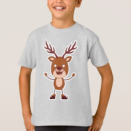 Funny Reindeer individuelle Name T-Shirt (Vorderseite)