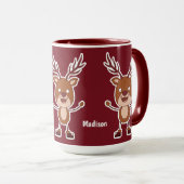 Funny Reindeer individuelle Name Tasse (VorderseiteRechts)