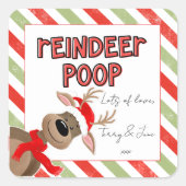Funny Reindeer Kackte Weihnachts-Gefallen Weihnach Quadratischer Aufkleber (Vorderseite)