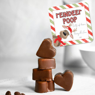 Funny Reindeer Kackte Weihnachts-Gefallen Weihnach Quadratischer Aufkleber