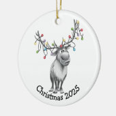 Funny Reindeer Keramik Ornament (Links)