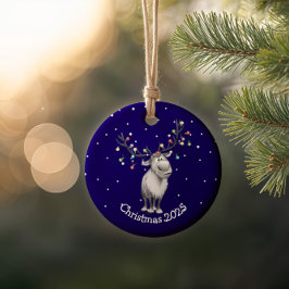 Funny Reindeer Keramik Ornament