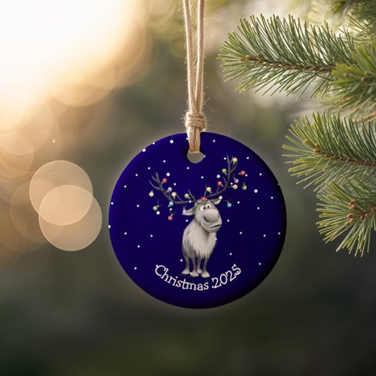 Funny Reindeer Keramik Ornament