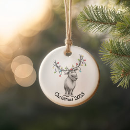 Funny Reindeer Keramik Ornament