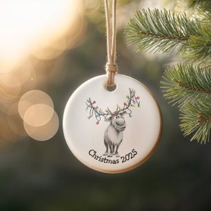 Funny Reindeer Keramik Ornament