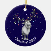 Funny Reindeer Keramik Ornament (Vorne)