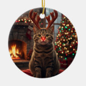 Funny Reindeer Kitty Rudolph Cat Christmas Keramik Ornament (Vorne)