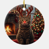 Funny Reindeer Kitty Rudolph Cat Christmas Keramik Ornament (Hinten)