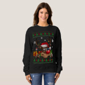 Funny Reindeer Lovers Weihnachtsmannmütze Ugly Chr Sweatshirt (Vorne ganz)