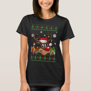 Funny Reindeer Lovers Weihnachtsmannmütze Ugly Chr T-Shirt