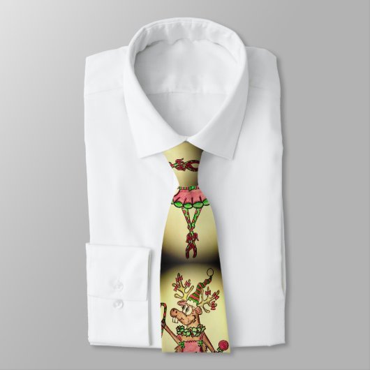 Funny Reindeer Men’s Christmas Tie Krawatte (Gebunden)