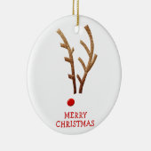 Funny Reindeer MERRY CHRISTMAS Foto Name Keramik Ornament (Rechts)