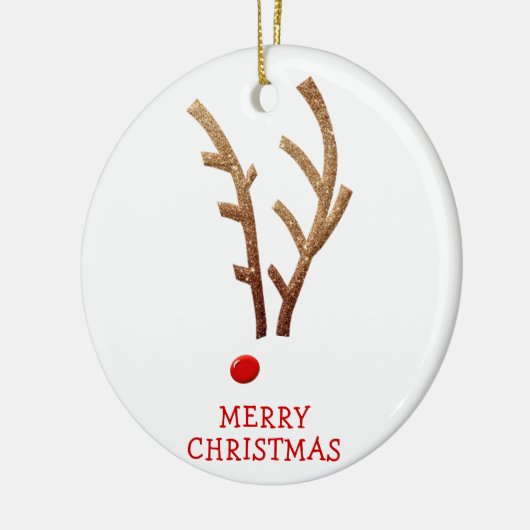 Funny Reindeer MERRY CHRISTMAS Foto Name Keramik Ornament (Links)
