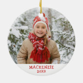 Funny Reindeer MERRY CHRISTMAS Foto Name Keramik Ornament (Hinten)