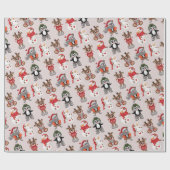 Funny Reindeer mit Snow Man Weihnachten Hübsch Geschenkpapier (Flach)