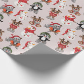 Funny Reindeer mit Snow Man Weihnachten Hübsch Geschenkpapier (Ecke)