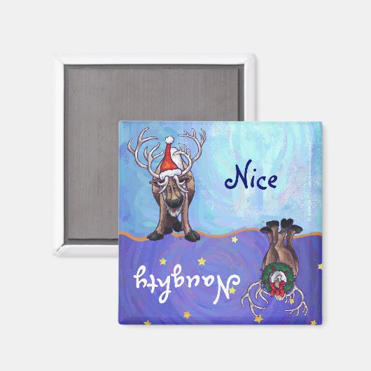 Funny Reindeer Naughty Nice Holiday Magnet (Vorderseite/Rückseite)