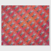 Funny Reindeer Pattern on Red Geschenkpapier (Flach)