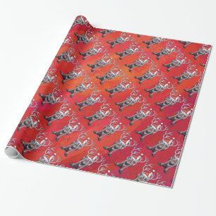Funny Reindeer Pattern on Red Geschenkpapier