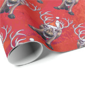 Funny Reindeer Pattern on Red Geschenkpapier (Rolleneckpunkt)