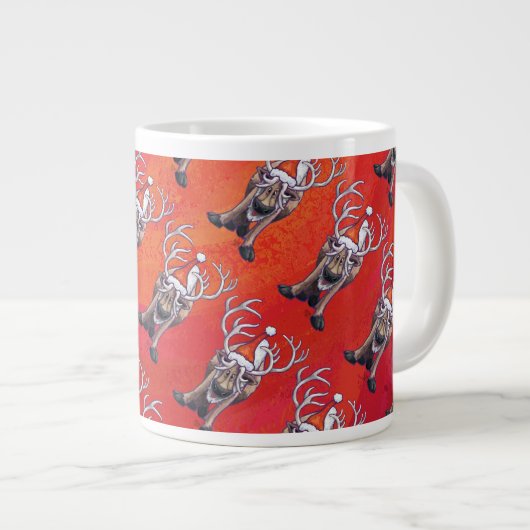 Funny Reindeer Pattern on Red Jumbo-Tasse (Vorderseite Rechts)