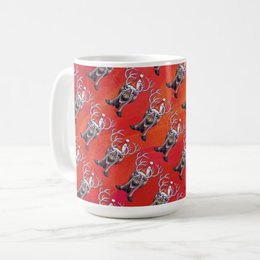 Funny Reindeer Pattern on Red Kaffeetasse (Vorderseite Links)