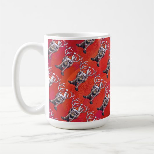 Funny Reindeer Pattern on Red Kaffeetasse (Links)