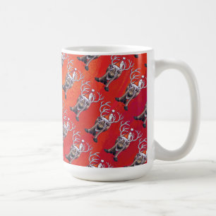 Funny Reindeer Pattern on Red Kaffeetasse