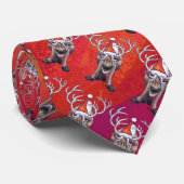 Funny Reindeer Pattern on Red Krawatte (Gerollt)