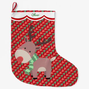 Funny Reindeer Pattern Personalisiert Großer Weihnachtsstrumpf