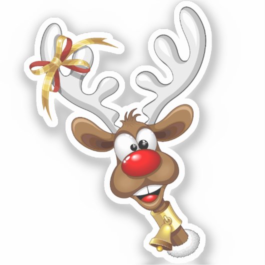 Funny Reindeer Peeking Christmas Meme  Aufkleber (Vorderseite)