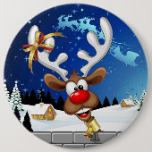 Funny Reindeer Peeking Christmas Meme  Button (Vorderseite)