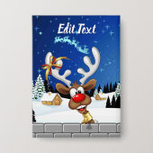 Funny Reindeer Peeking Christmas Meme  Button (Vorderseite)