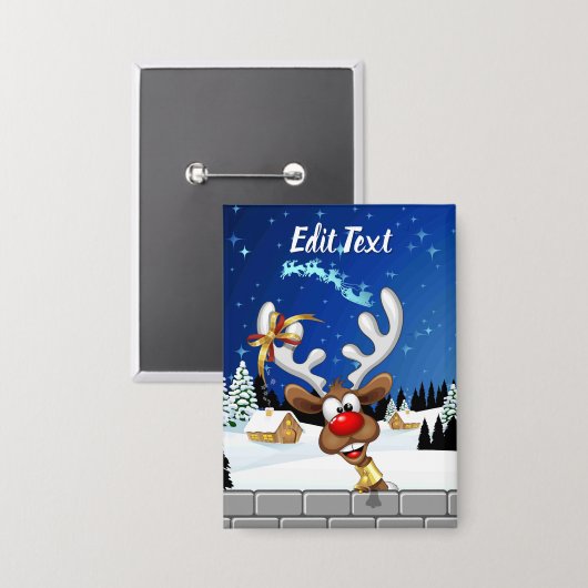 Funny Reindeer Peeking Christmas Meme  Button (Vorderseite/Rückseite)